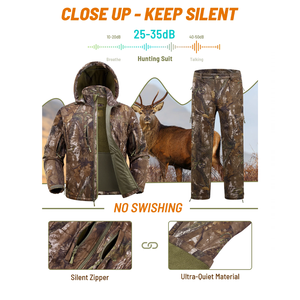 Uniforme de Caza de Camuflaje de Invierno, Kit Personalizable de Lona Impermeable, Cortavientos, Transpirable y Anti-UV para Hombres, Uso en Exteriores - Product Image 2