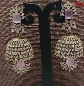 ต่างหู CZ jhumka ประดับหินเพทายประกายสำหรับงานแต่งงานงานหมั้นชุดปาร์ตี้เครื่องประดับแฟชั่น - Product Image 4