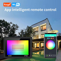 Reflector LED Inteligente Tuya WiFi IP66 para Exteriores, 50W RGBCW, Compatible con Alexa y Google Home, Luz de Pared con Cambio de Color PST-FL-50W
