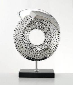 Métal créatif forme ronde forme marron avec support noir fantaisie Designer décoration Sculpture gros vaisselle Sculptures - Product Image 2