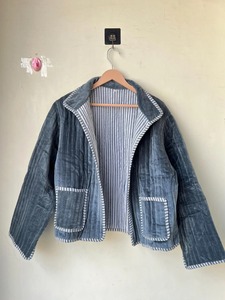 Veste en coton velours de luxe avec 2 poches avant manteau court fait à la main unisexe Boho Bomber Style veste vêtements d'extérieur superposition manteau cadeau - Product Image 3