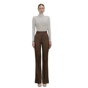 Meilleure vente Anas femmes élégant pantalon évasé haute qualité soie coupe ajustée taille élastique respirant pour printemps/été ODM approvisionnement - Product Image 1