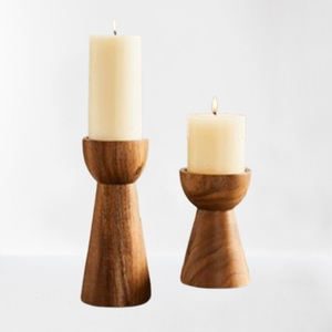 Ensemble de 3 bougeoirs en bois brun de qualité supérieure accessoires d'éclairage domestique en gros pour Noël prix raisonnable - Product Image 4