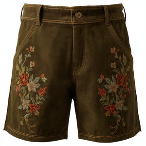 Novedad: Pantalones Cortos Tradicionales de Gamuza Hechos a Mano en Color Verde Oliva Oscuro, Proveedor OEM - Product Image 4