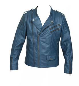 Veste de moto en cuir streetwear personnalisée, veste bomber varsity en cuir véritable à manches hiphop pour hommes - Product Image 1