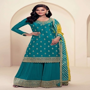 Superbe Salwar Kameez en Chinon de Viscose avec Broderies Zari et Paillettes – Fabricant et Fournisseur de Mode Féminine de Surat - Product Image 1