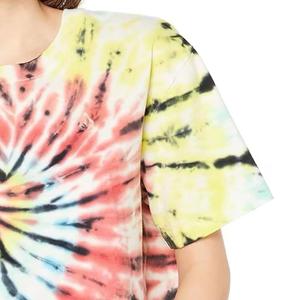 2025 nouveauté personnalisé cravate teinture culture t-shirt pour femmes été femme à manches courtes col rond cravate teinture coton chemise femmes T-Shirts - Product Image 6