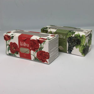 Boîtes d'emballage de savon pliantes avec fenêtre transparente, impression personnalisée, lamination brillante, feuille d'or - Product Image 1