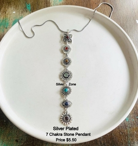 Pendentif en pierre des 7 chakras en gros avec laiton plaqué argent couleur or de haute qualité, pendentif long à la mode en pierre des 7 chakras - Product Image 1