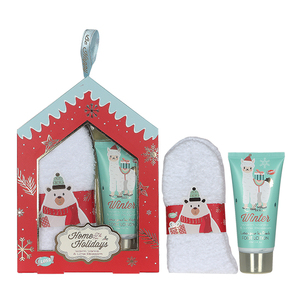 Set per la Cura della Pelle da Viaggio 'Felici Festività' con Sapone per Mani a Forma di Pinguino da 320ml, 'Hello Winter' - Product Image 1