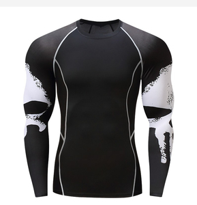 Camisa deportiva de manga larga para hombre, Camiseta deportiva de surf UV 50 Playera Skull Skeleton Printing Rash Guard de secado rápido transpirable Rash Guard para hombres - Product Image 2