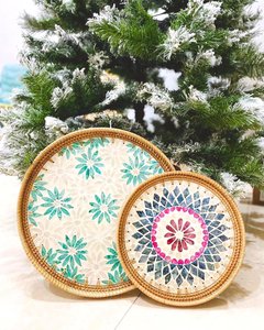 Panier de rangement artisanal en nacre, petit plateau à fruits et assiette à dîner, bateau à sushi en bambou tressé, décoration d'intérieur en provenance du Vietnam - Product Image 2