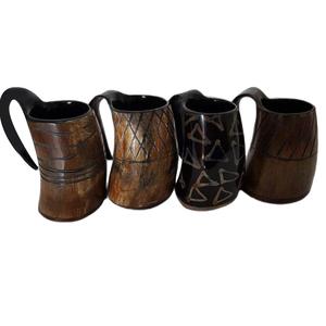 Grossiste Convient aux Vikings Authentique tasse polie Tasse à boire en corne de buffle Tasse en corne avec gravure - Product Image 1