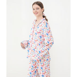 Ensemble de pyjama pour femmes en viscose de bambou, col à revers, boutons, vêtements de nuit ODM avec taille élastique et fermeture à cordon, taille XS - Product Image 2