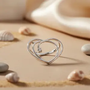 Collar de Plata 925 con Colgante de Corazón de Moda para Mujer, con Diamantes, Bañado en Rodio y Oro de 14K, Oro de 18K, Oro Rosa, Circonita, Regalo - Product Image 3