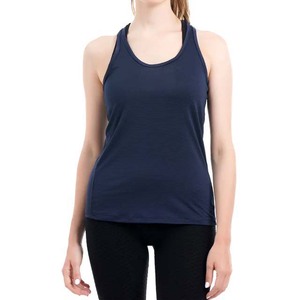 Camiseta sin mangas para mujer, color azul marino, cuello redondo, color sólido, tejido transpirable, estilo deportivo, 100% poliéster, longitud regular - Product Image 1