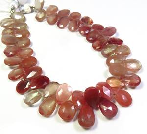 Corte facetado natural 10-12mm rojo andesina labradorita piedras preciosas 8,5 \ "hebra cuentas de pera sueltas - Product Image 2