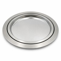 Plateau de service rond en acier inoxydable personnalisé, couleur argent, plateau de service pour la restauration, hôtel, restaurant, banquet
