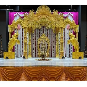 Maharani ภาพตัดปะแบบอินเดียตอนใต้/เวที mayur mandap DAP ในธีมสีทองสำหรับงานแต่งงานพิธีกรวัยแรกรุ่น - Product Image 1