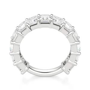 Anillo de boda de moissanita de media eternidad con corte Asscher para mujer para aniversarios, cumpleaños, compromiso y regalo de boda - Product Image 5