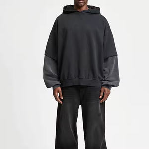 Sweat à capuche surdimensionné personnalisé lavé à l'acide pour hommes et garçons Style vintage lavé lourd pour l'hiver - Product Image 3