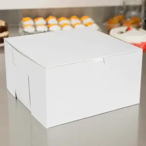 Çin fabrika özel sıcak satış düz beyaz Kraft kağıt dikdörtgen 7x7x3 inç fırın pasta kutusu logo ile