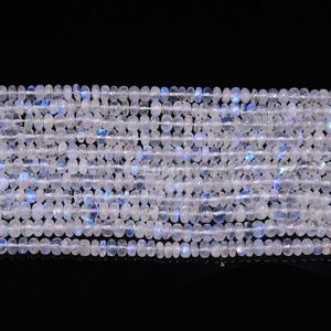 Cuentas Redondas Lisas de Piedra Lunar Arcoíris Natural de Alta Calidad de 12 Pulgadas, 4 mm, con Destello Azul, para Joyería Personalizada - Product Image 3