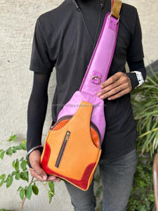 Nouveau Western élégant multi cuir recyclé couleur trapu unisexe bandoulière poitrine sac arc-en-ciel couleur fermeture éclair bandoulière avant sacs - Product Image 4