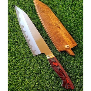Coltello da Chef in acciaio al carbonio fatto a mano personalizzato con manico in legno <span class=keywords><strong>Pukka</strong></span> e guaina in pelle pregiata coltello da Chef damasco - Product Image 5