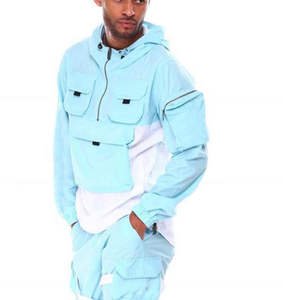 ชุดวอร์มสองชิ้นสำหรับผู้ชายชุดออกกำลังกายผ้าไนลอนหลายกระเป๋า - Product Image 4