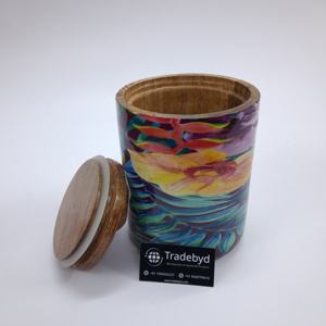 Pot à fruits sec en bois hermétique élégant avec impression en émail et poignée courbe Tradebyd - Product Image 2