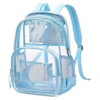 Sac à dos transparent personnalisé étanche en PVC de grande capacité pour étudiants Sac d'école transparent unisexe avec compartiment pour ordinateur portable OEM