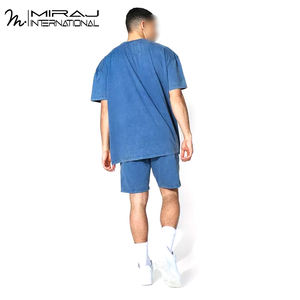 Ensembles courts délavés à l'acide de la plus haute qualité Style décontracté respirant de couleur unie pour l'été Faites votre propre conception unique Prix raisonnable - Product Image 2