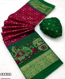 Saree en mousseline de soie à bas prix pour filles avec travail imprimé fantaisie et look élégant pour mariage et fête - Product Image 3