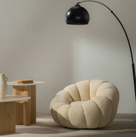 Fauteuil de salon moderne en forme de citrouille avec repose-pieds, chaise d'appoint confortable à base dissimulée pour salon et appartement - Vente en gros