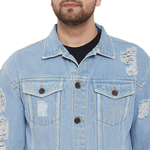 Veste en jean d'hiver pour homme Bleu clair Mode de rue Logo avant Respirant Écologique Vente en gros - Product Image 6