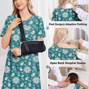 Robe d'hôpital en polyester/coton tricoté confortable pour patients, unisexe, vente en gros - Product Image 3