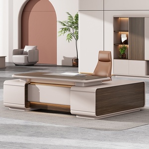 Modern L Shape Executive Office <b>Desk</b> Wooden Panel Corner Boss Counter Modular Adjustable Manager Writing Table Commercial Worksp - Product Image 5