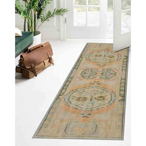 Alfombra Grande Estampada para Interiores, Estilo Bohemio Turco, con Diseño Floral Verde Suave, Alfombra Suave No Tejida - Product Image 4