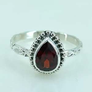 925 Sterling <b>Silver</b> Handmade <b>Ring</b> with <b>Garnet</b> Pear Cut Boho January Birthstone Jewelry Perfect Gift for Her Birthday Anniversary - Product Image 4