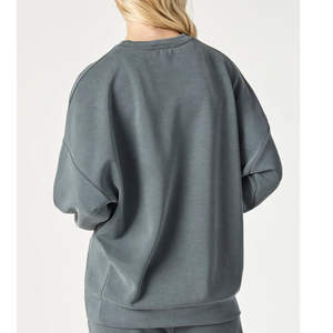 Sweat-shirt surdimensionné à capuche pour femme en coton/polyester tricoté, respirant, séchage rapide, anti-plis, coupe ample - Product Image 4