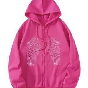 Sweats à capuche unisexes avec strass Pull 100% coton Impression surdimensionnée Fabricants de sweats à capuche personnalisés Sweat à capuche lourd - Product Image 1