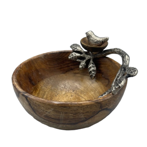 Tazón para servir bocadillos de madera de mango de diseño moderno, Frutero de madera con acento dorado, precio atractivo ecológico para bodas en casa - Product Image 3