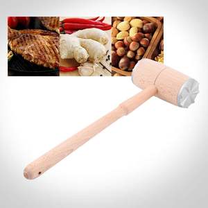 <b>Meat</b> <b>Tenderizer</b> Wooden Dual-Sided <b>Meat</b> Mallet Kitchen Tool with Aluminum Alloy Heads for Tenderizing Flattening Pounding Pork - Product Image 4