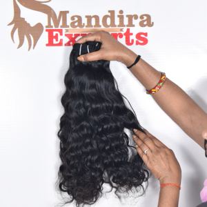 Vente en gros prix usine meilleure qualité 100% cheveux vierges bruts non transformés naturels ondulés couleur noire extensions de cheveux humains indiens - Product Image 4