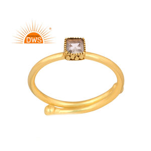Último diseño hecho a mano 18K chapado en oro aguamarina natural piedra preciosa anillo apilable Demi joyería fina para mujer regalo para ella - Product Image 1
