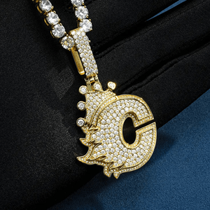Collier pendentif hip-hop personnalisé avec initiales en diamants CZ glacés - Product Image 2