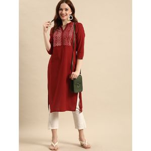 <b>Red</b> Printed Straight Kurta Cotton <b>Material</b> - Product Image 2