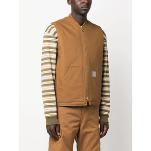 Vestes matelassées décontractées en toile délavée à col mandarin pour hommes, couleur unie, style de rue avec fermeture éclair - Product Image 4