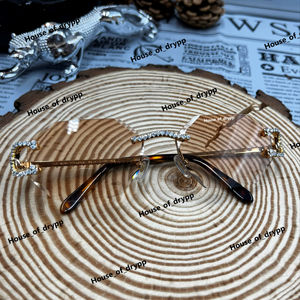 Lunettes de soleil de luxe sans monture, monture en diamants de moissanite argentés, lunettes de créateur, lunettes de soleil unisexes, style de rue haut de gamme - Product Image 1